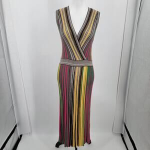 Inc International Concepts Dress Womens Large Multicolor Stripe Shimmer Knit